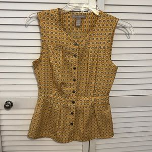 Banana Republic factory peplum top, gold and grey. Size 0